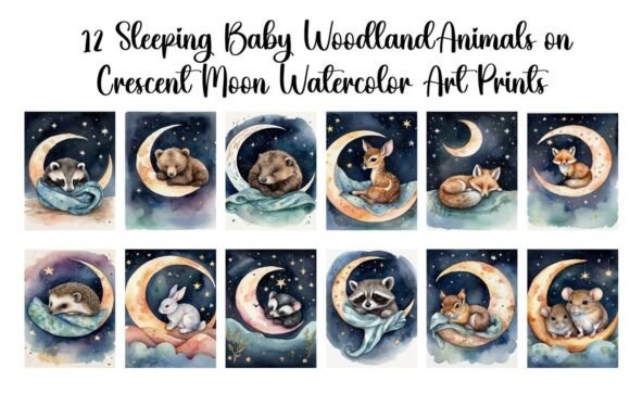 Download Set of 12 Sleeping Woodland Baby Animals - Premium Resources