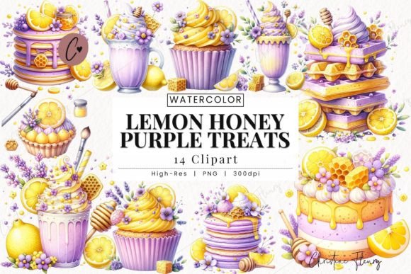 Download Watercolor Lemon Honey Treats Clipart - Premium Bundle