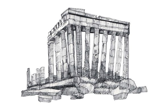 Download Greece Parthenon - Ink Hand-Drawn Sketch - Drawn Collection