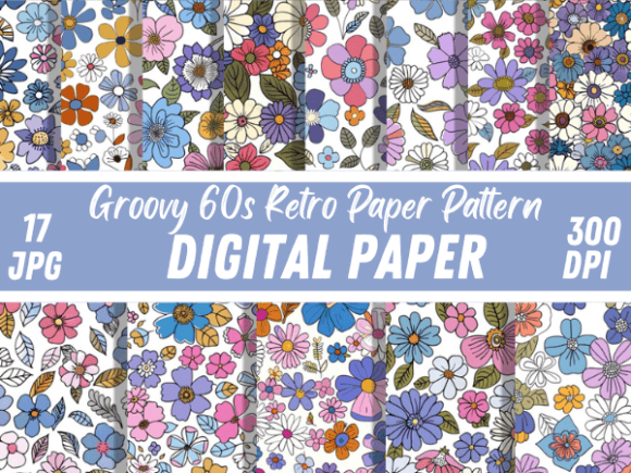 Download Funky Hand Drawn 60s Retro Paper Pattern - Drawn Collection