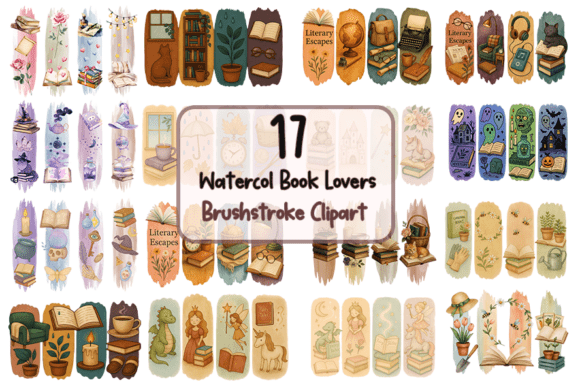 Download Book Lovers Brushstroke Clipart Bundle - Stroke Collection