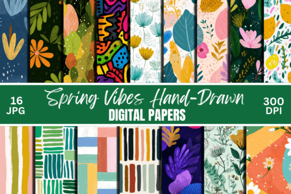 Download Spring Vibes Hand-Drawn Background Set - Drawn Collection